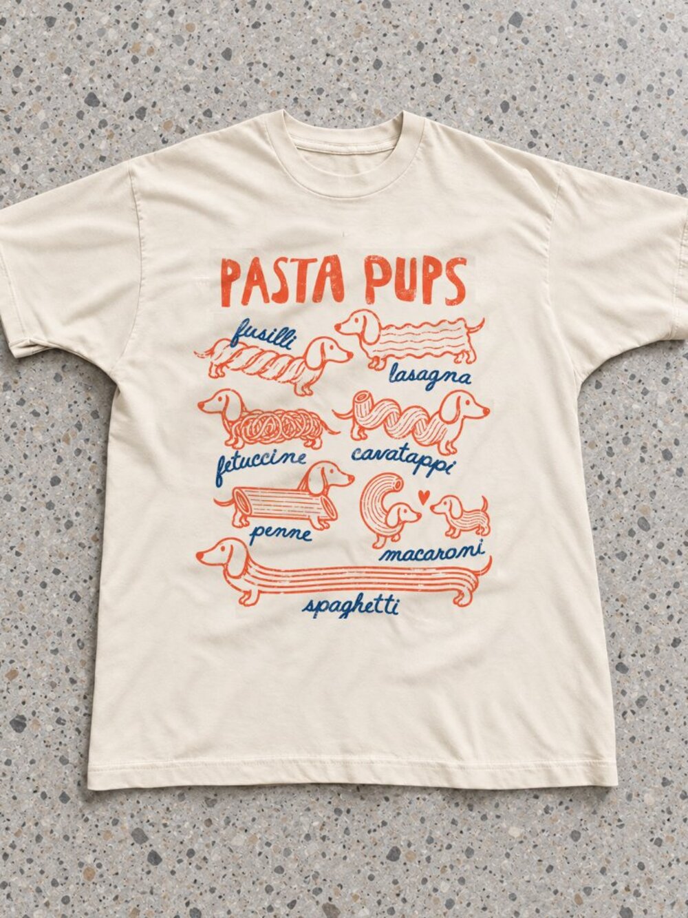 Pasta Pups Funny Dachshund T-Shirt Pasta Lover Tee Wiener Dog Foodie Top